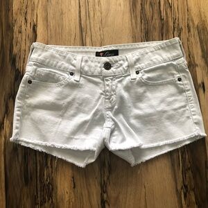Guess White Jean Shorts with Frayed Hem